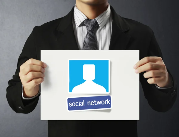 Handing social network business card over — Stock Photo, Image