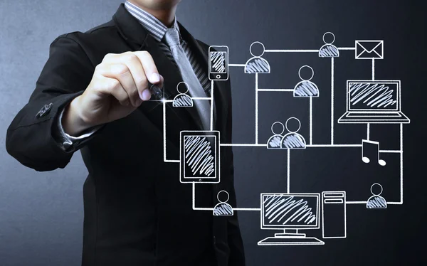 Drawing social network structure — Stock Photo, Image