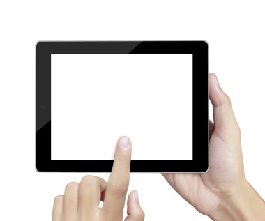 ellerinde dokunmatik tablet