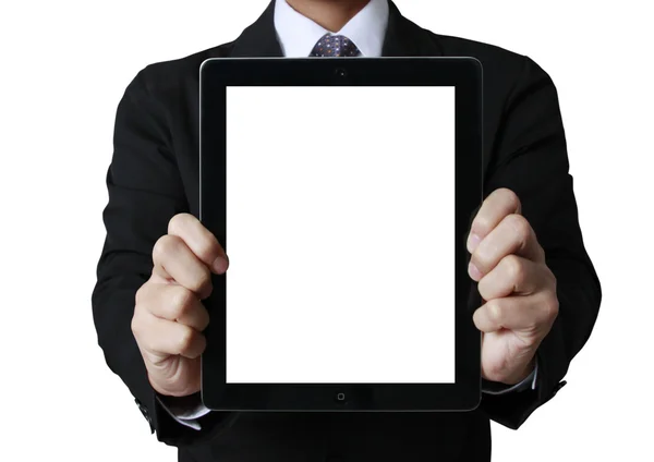 Touchscreen, Touch-Tablet in der Hand — Stockfoto