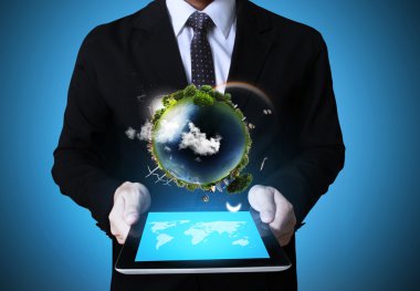 eller iş adamı olarak dokunmatik tablet