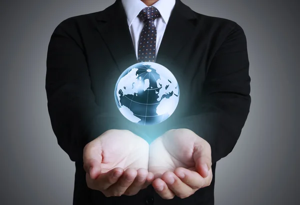 Earth globe in his hands — Stock Photo, Image