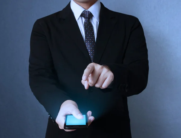 Touch screen mobiele telefoon in de hand — Stockfoto