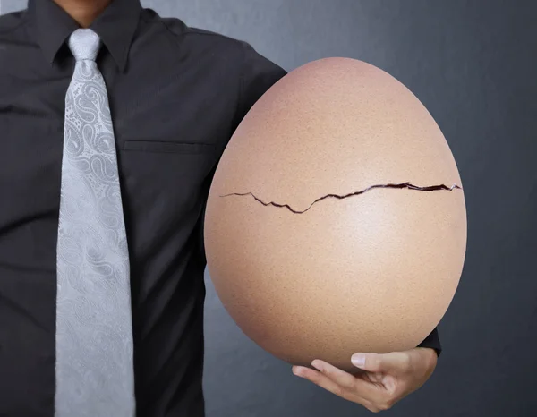 Bir yumurta elinde tutan — Stok fotoğraf