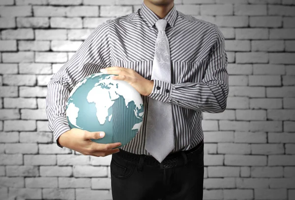 Earth globe in his hands — Stock Photo, Image