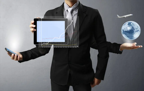 Technology in hands of businessmen — Stock Photo, Image