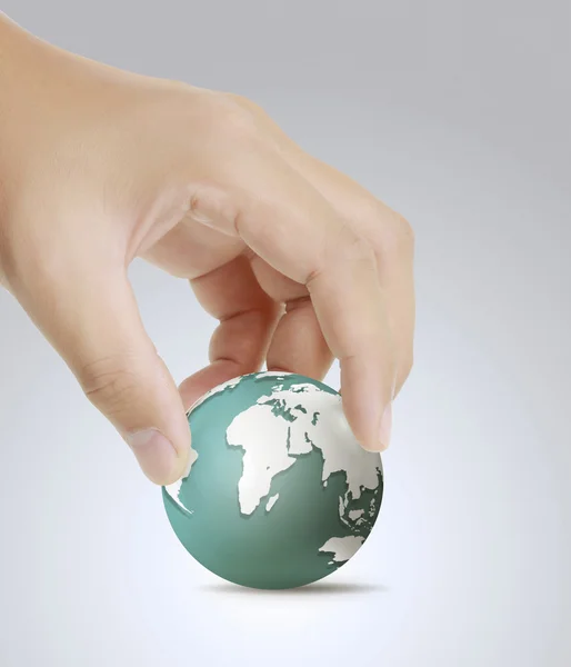 Holding earth globe in his hands — Stock Photo, Image