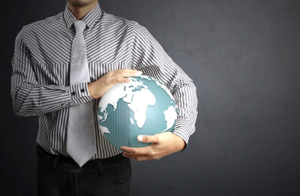 Earth globe in his hands — Stock Photo, Image