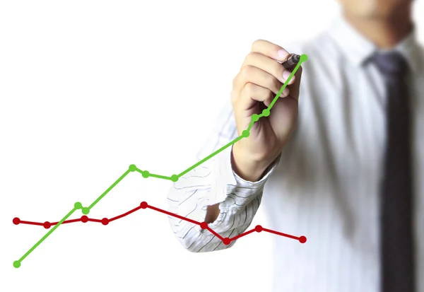 Business man hand drawing graph Stock Picture