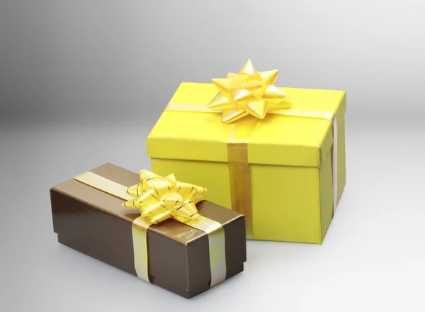 Gele geschenkdoos — Stockfoto