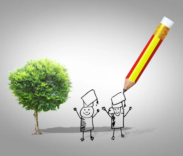 Green tree and pencil — Stock Photo, Image