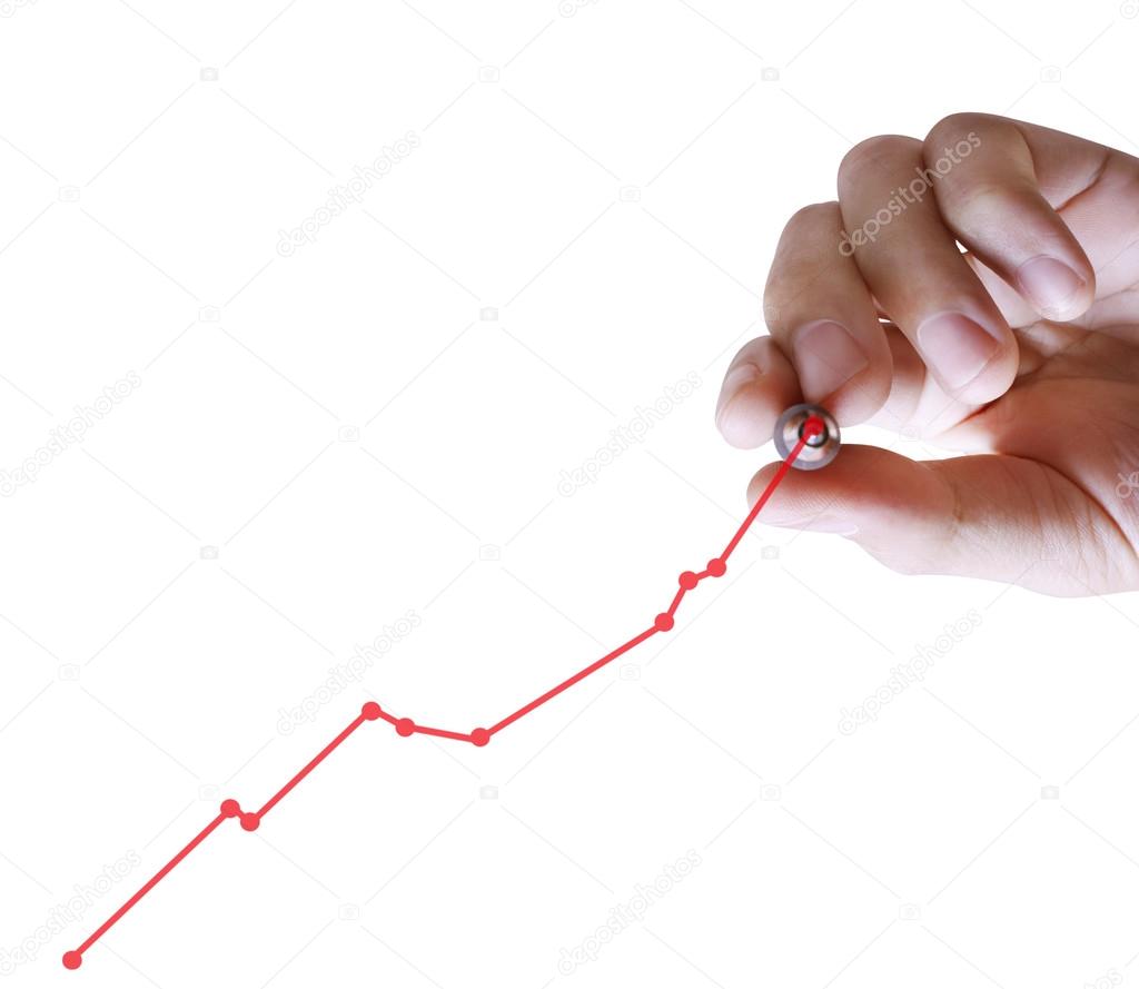 Business man hand drawing graph