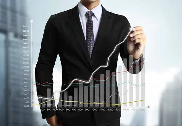 Business man handen ritade diagram — Stockfoto