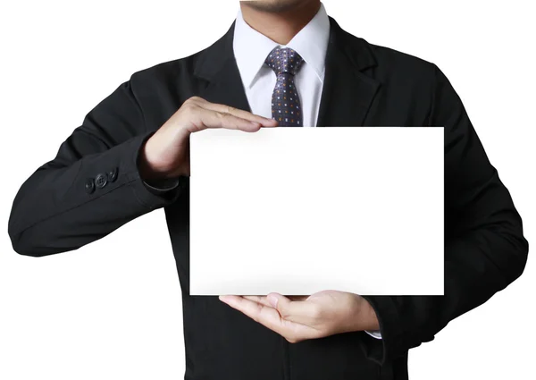 Anding blank business card over — Stock Photo, Image