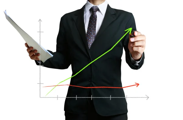 Business man hand drawing graph — Stock Photo, Image