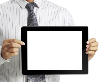 ellerinde dokunmatik tablet