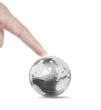 Elinde parlayan bir dünya küresi tutuyordu.