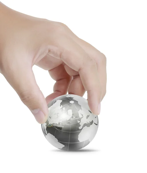 Holding a glowing earth globe in his hands — Stock Photo, Image