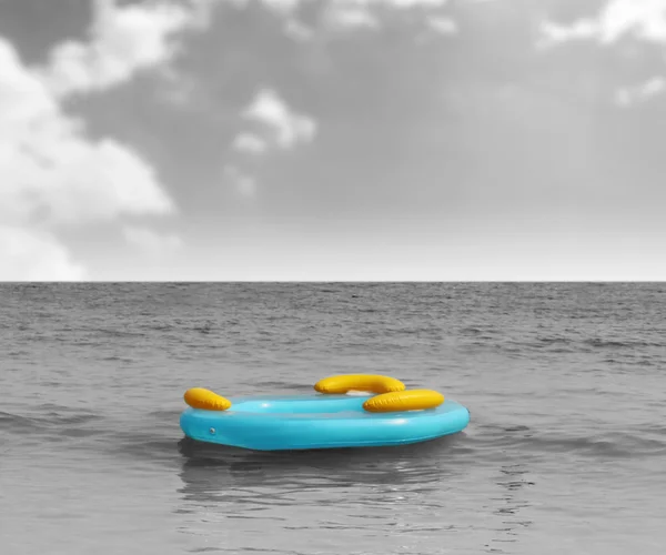 Inflatable boat for fun at sunset — Stock Photo, Image