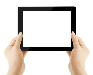 ellerinde dokunmatik tablet