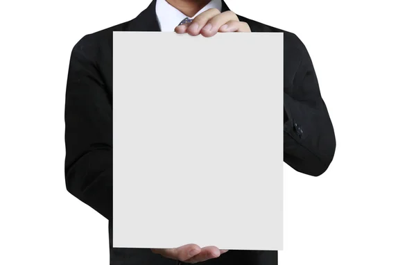 Business man handing a blank business — Stock Photo, Image