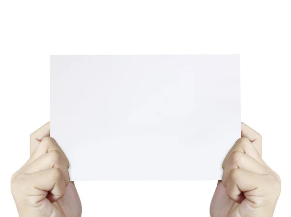 Business man handing blank business card — Stock Photo, Image