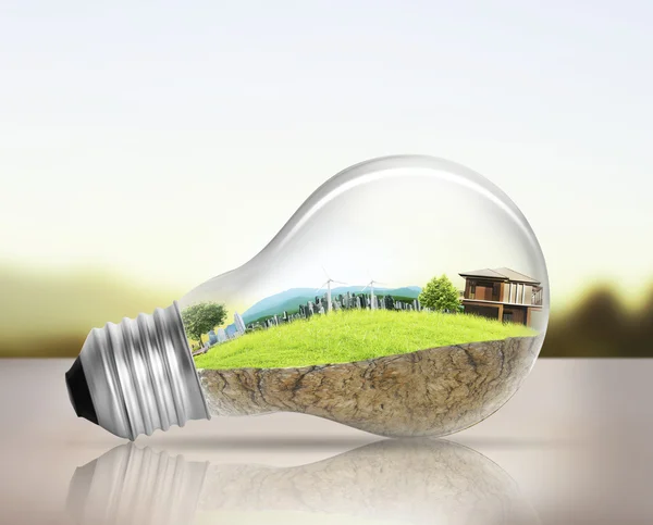 Gloeilamp alternatieve energieconcept — Stockfoto