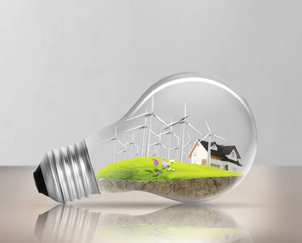 Lâmpada conceito de energia alternativa — Fotografia de Stock