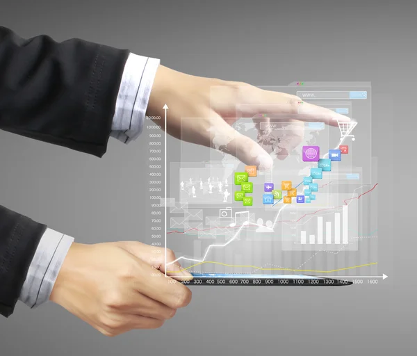 手でタッチ タブレット — ストック写真