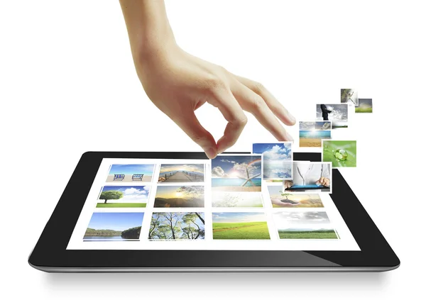 Dotykový tablet v rukou — Stock fotografie