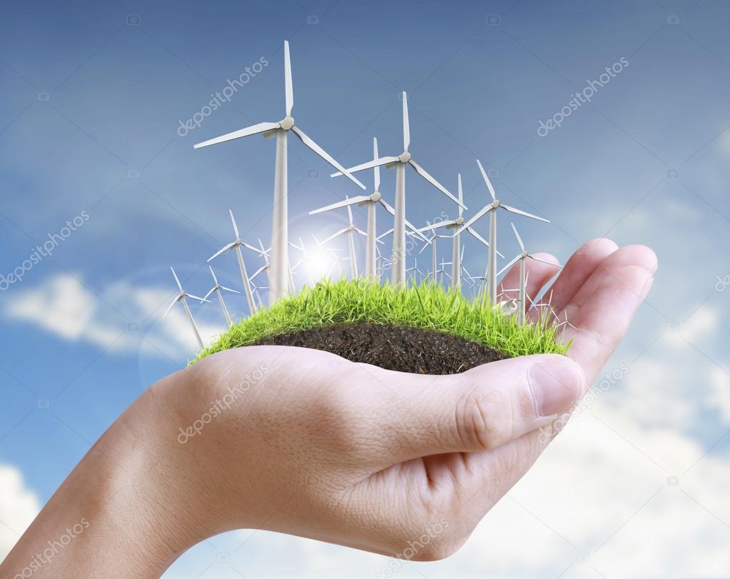 Wind turbine in  hand 
