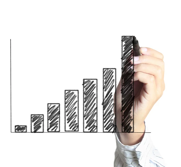 Business man hand drawing  graph — Zdjęcie stockowe