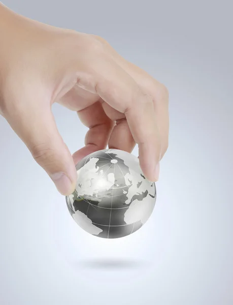 Holding a glowing  earth (NASA) globe — Stock Photo, Image