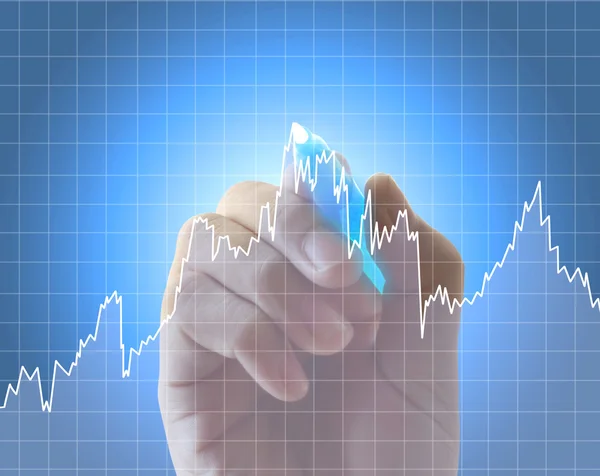 Business man hand drawing  graph — Stock Photo, Image