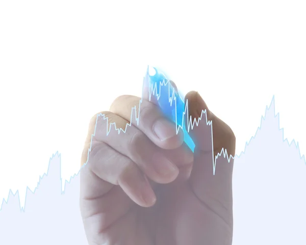 Business man hand drawing  graph — Stock Photo, Image