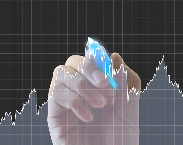 Business man hand drawing  graph — Zdjęcie stockowe