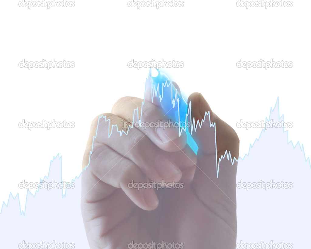 Business man hand drawing  graph 