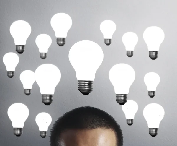 Lamp head businessman — Stock Photo, Image