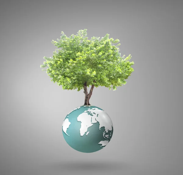 Pequeño planeta verde pacífico, árbol en globo — Foto de Stock