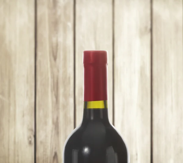 Garrafa de vinho tinto e vidro — Fotografia de Stock