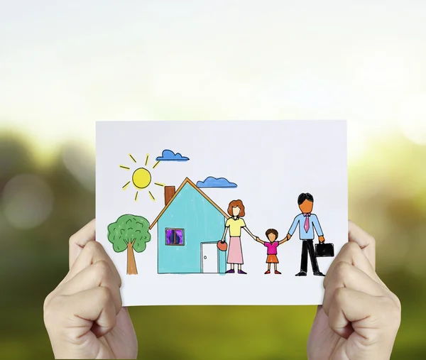 Famiglia con la protezione delle mani a coppa — Foto Stock