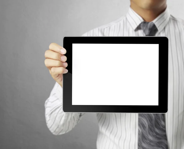 Mãos segurando um computador Tablet Touch — Fotografia de Stock