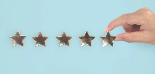 Hand Touching Rise Increasing Five Stars Increase Rating Evaluation Classification — Stock Photo, Image