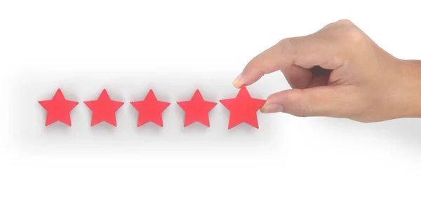 Hand Touching Rise Increasing Five Stars Increase Rating Evaluation Classification — Stock Photo, Image