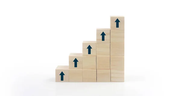 Dřevěné Bloky Schody Grafu Kopírovacím Prostorem Proces Růstu Podnikání — Stock fotografie