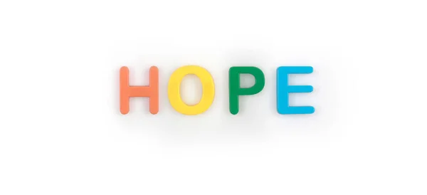 Palavra Esperança Feita Letras Isoladas Fundo — Fotografia de Stock