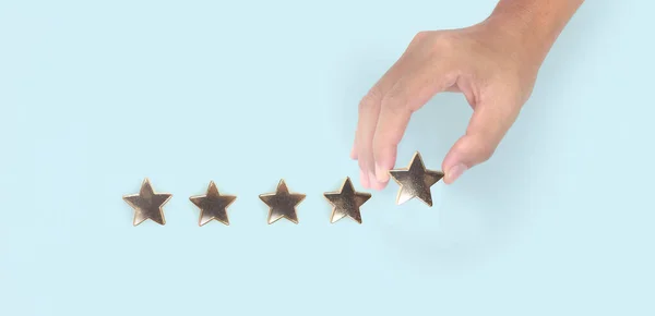 Rise Increasing Five Stars Human Hand Increase Rating Evaluation Classification — Stock Photo, Image