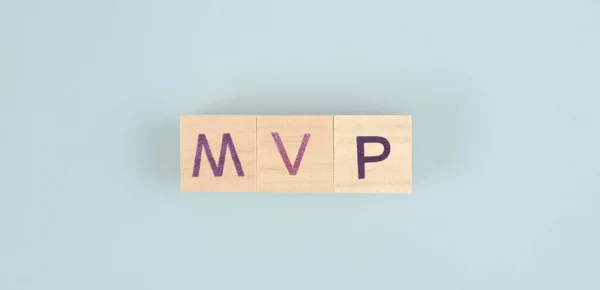 Cubo Madera Con Carta Palabra Mvp Atrás Bang Cubos Madera — Foto de Stock