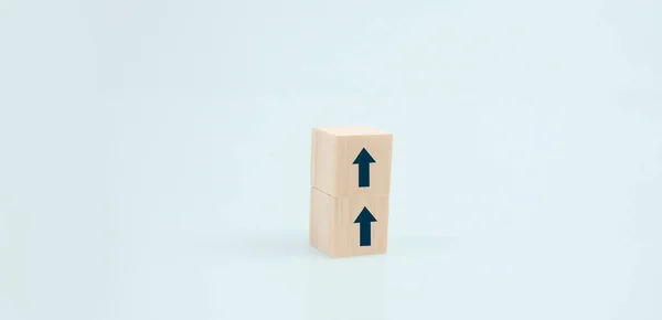 Stack Drewniane Kostki Bloku Układania Ikoną — Zdjęcie stockowe