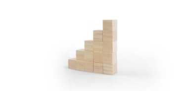 Tahta bloklar, kopyalama alanı olan basamaklar. İş büyüme süreci